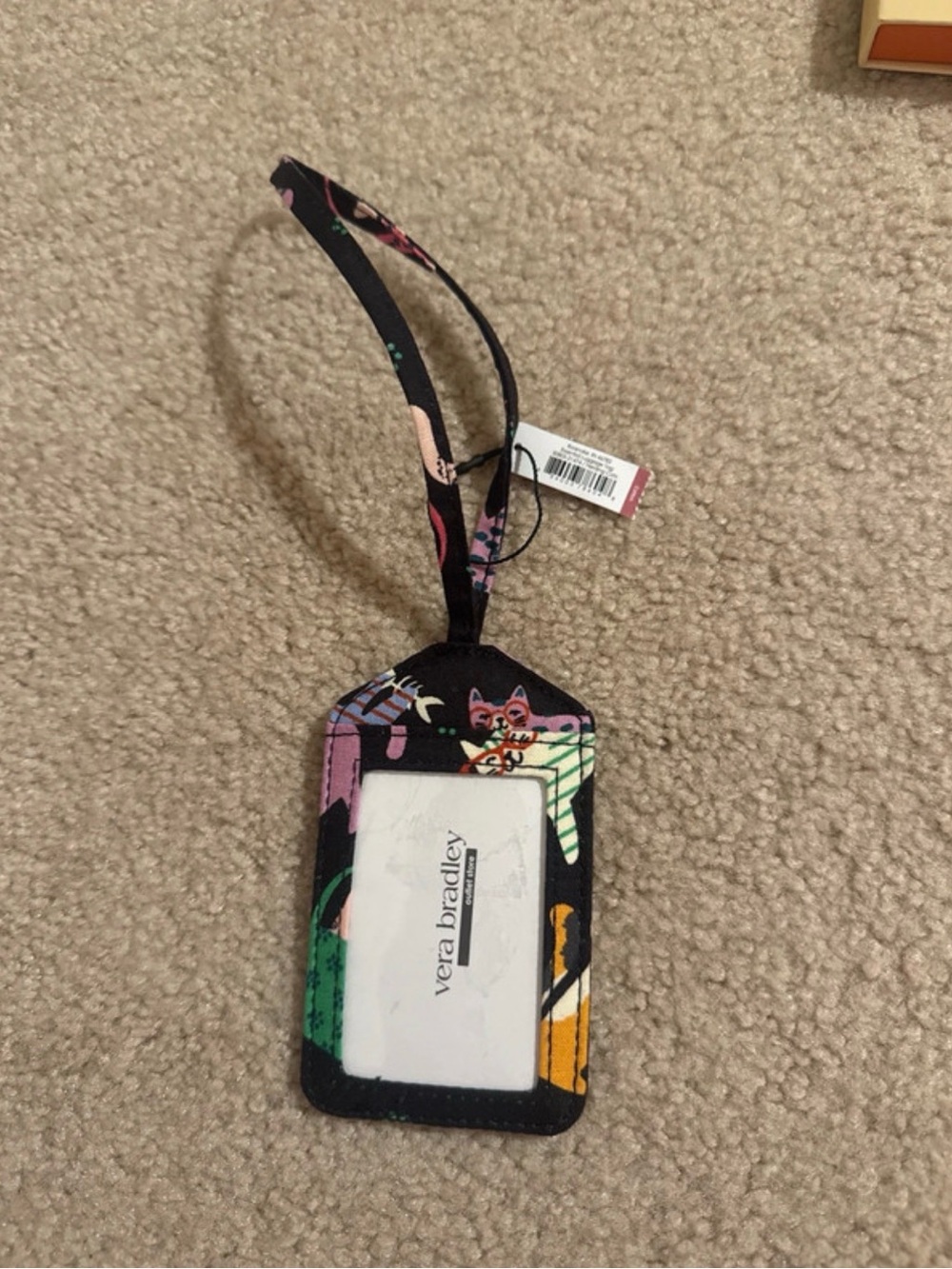 Vera Bradley Black Floral Cat Print Luggage Tag